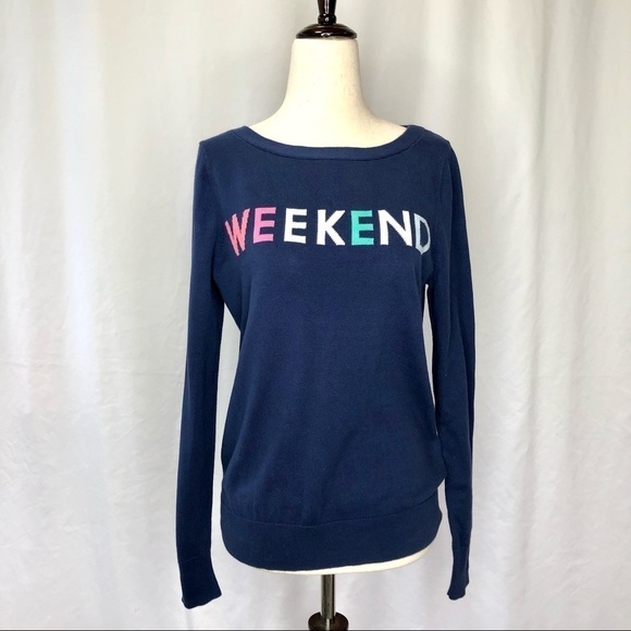 GAP weekend intarsia cotton boatneck sweater navy - Picture 1 of 7